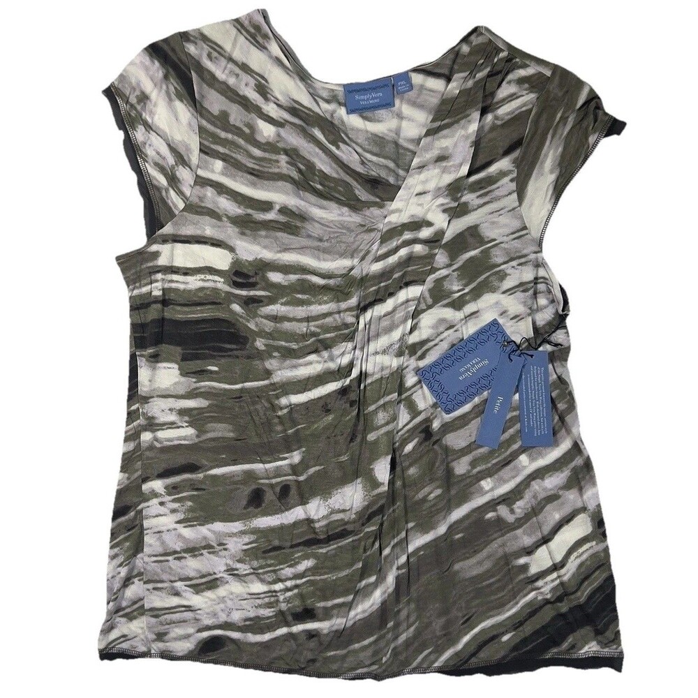 Simply Vera Wang Top Asymmetrical Neck Women’s PXL Black & White Pullover NWT